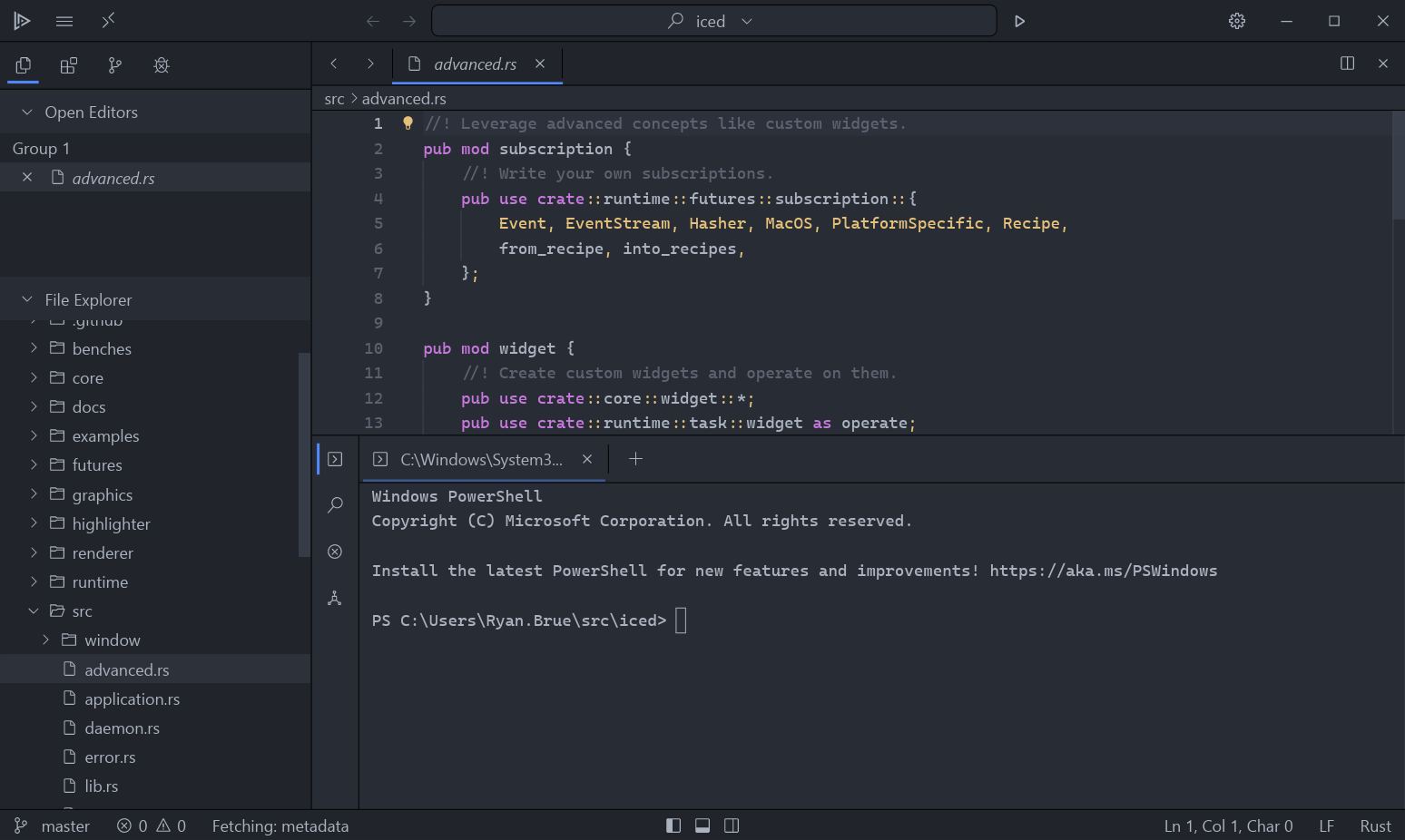 Lapce editor user interface